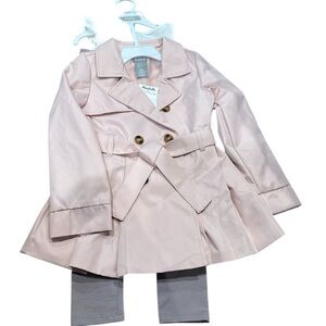 Tahari 4T  NWT Pink Kids Trench Coat with matching top and leggings